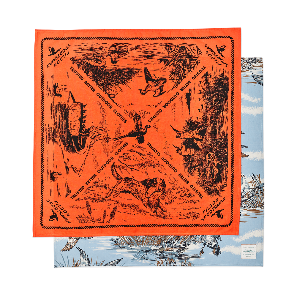 Front-facing image of the Filson Sportsman Bandana 2-pack - Waterfowl / Marsh