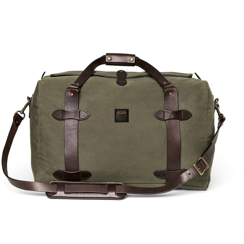 Front-facing image of the Filson Medium Rugged Twill Duffle Bag - Otter Green