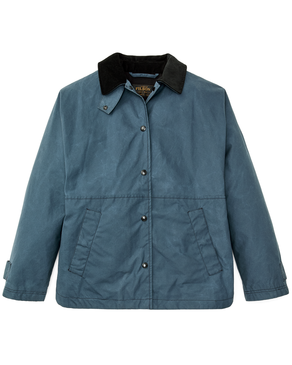 Front-facing image of the Filson Women's Harbor Front Waxed Jacket - Navy
