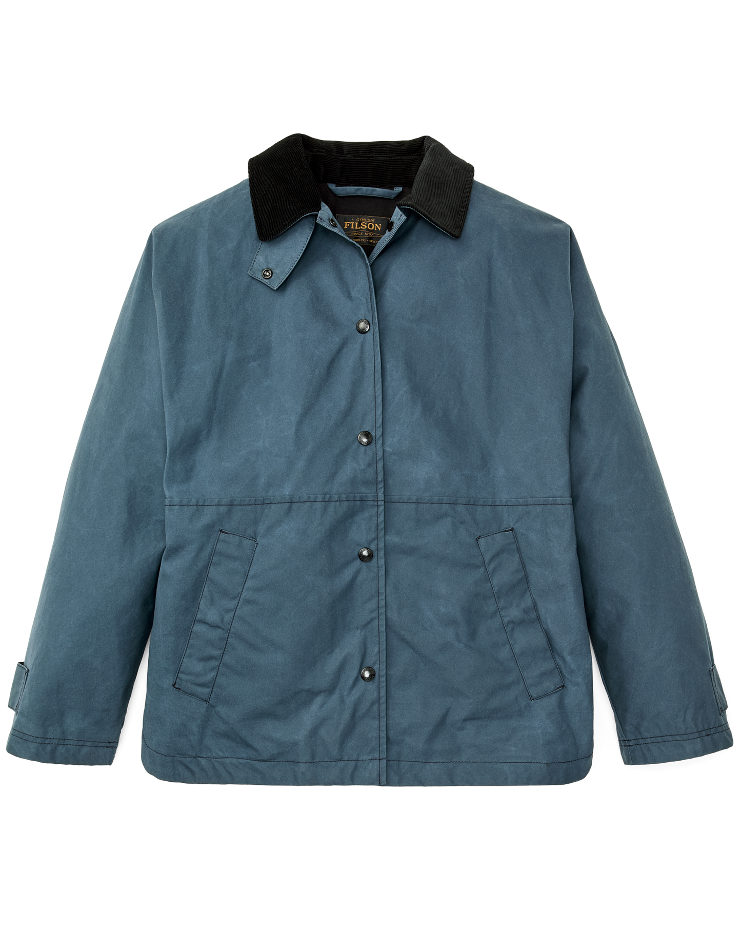 Front-facing image of the Filson Women's Harbor Front Waxed Jacket - Navy