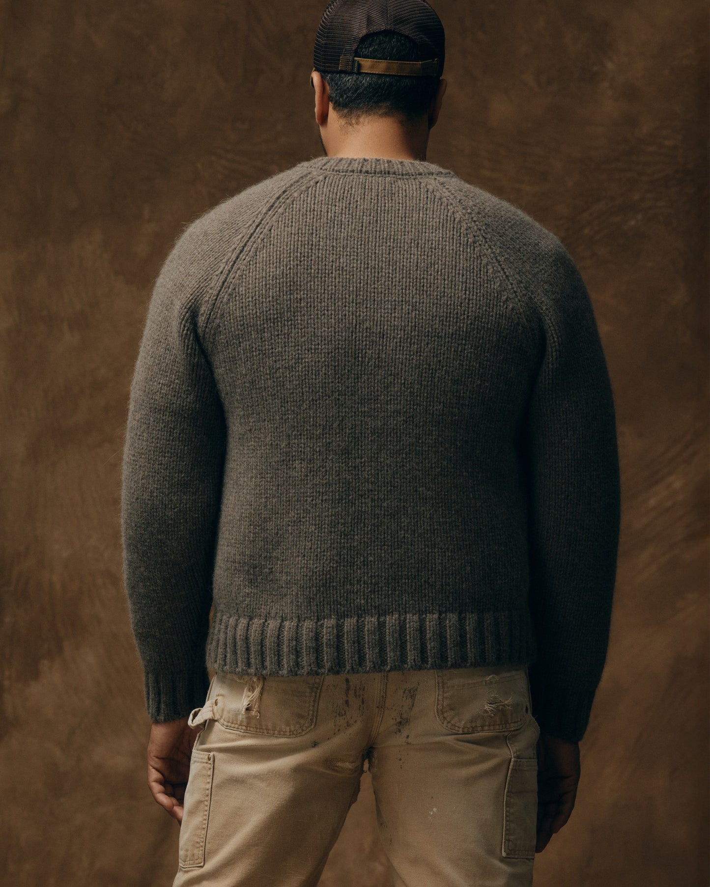 3-gauge Alpaca Blend Sweater - Bark Heather