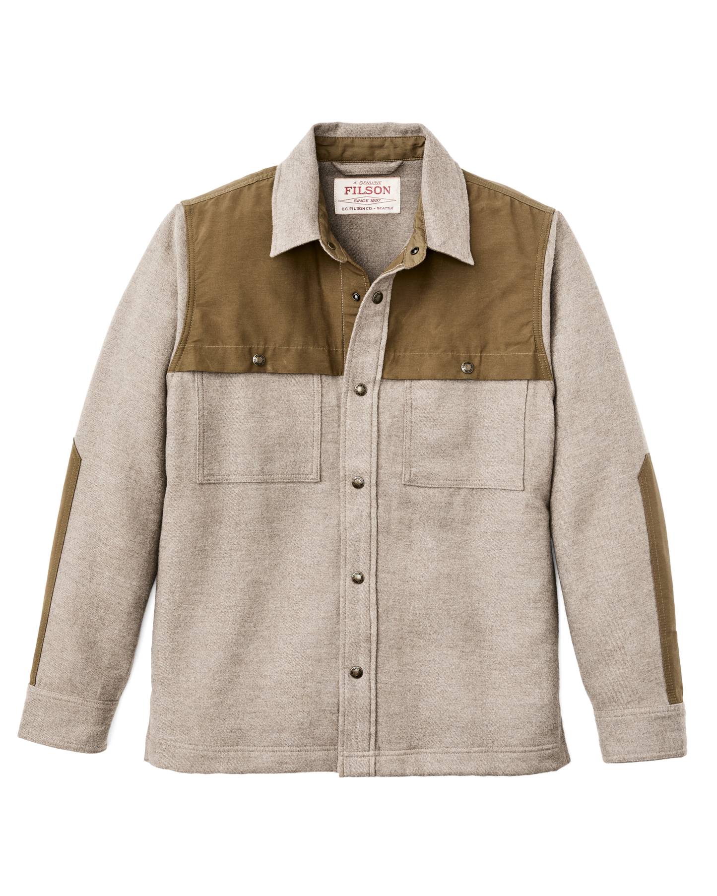 Front-facing image of the Filson Colchuck Forester Jac-shirt - Ash Heather