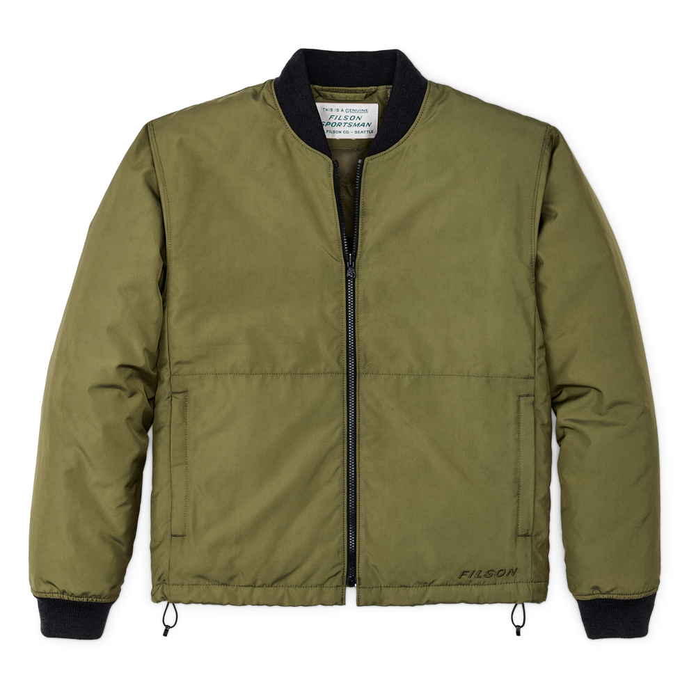 Front-facing image of the Filson Down Liner Jacket - Winter Moss