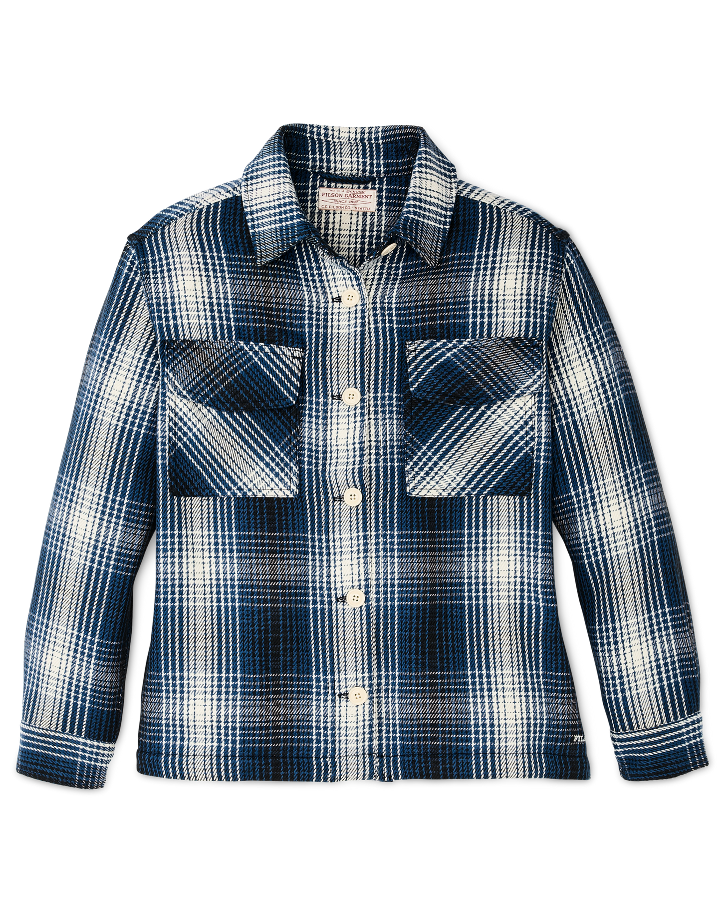 Alternate view of the Filson Women's Deer Island Jac-shirt - Cobalt / Natural Shadow Plaid