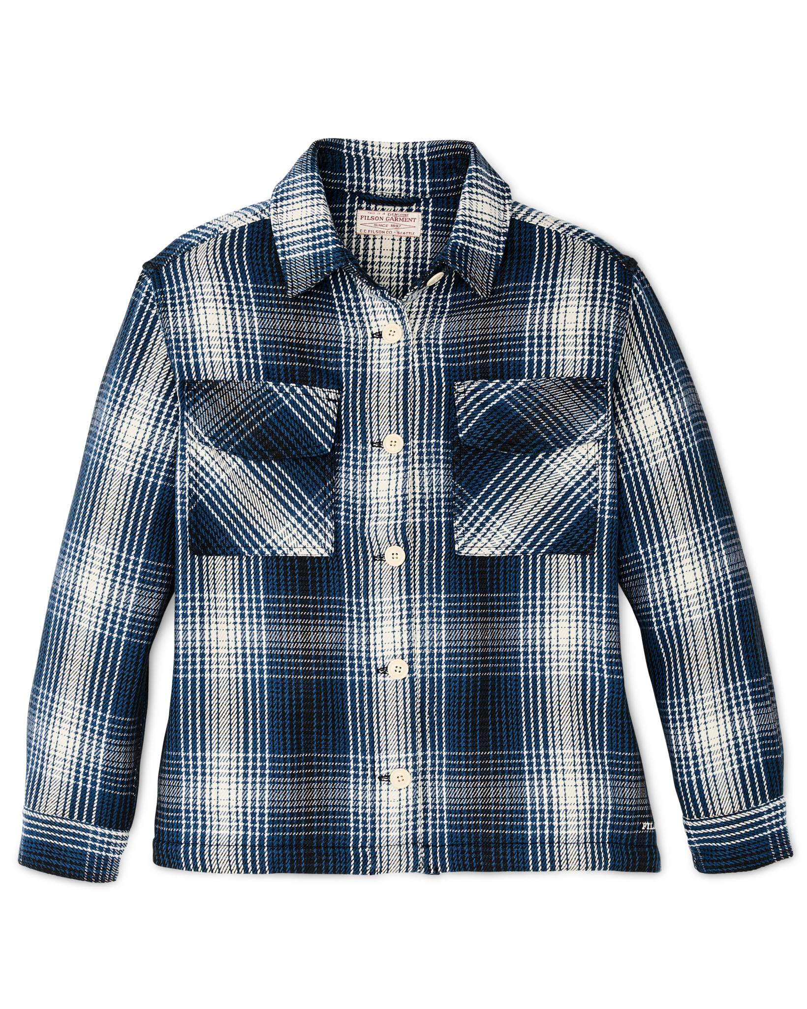 Alternate view of the Filson Women's Deer Island Jac-shirt - Cobalt / Natural Shadow Plaid