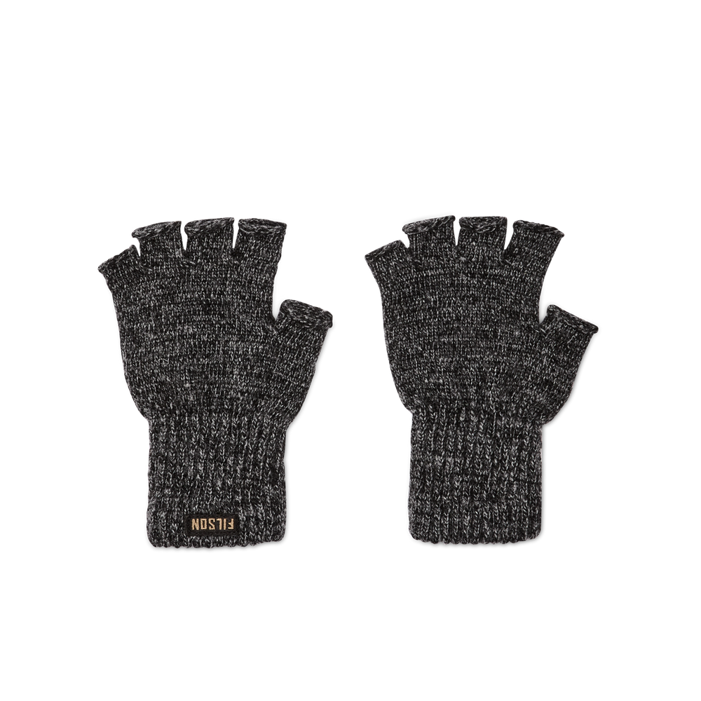Front-facing image of the Filson Fingerless Knit Gloves - Charcoal