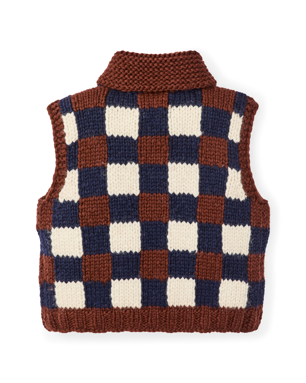 Women's Handmade Sweater Vest - Maroon / Navy Multi