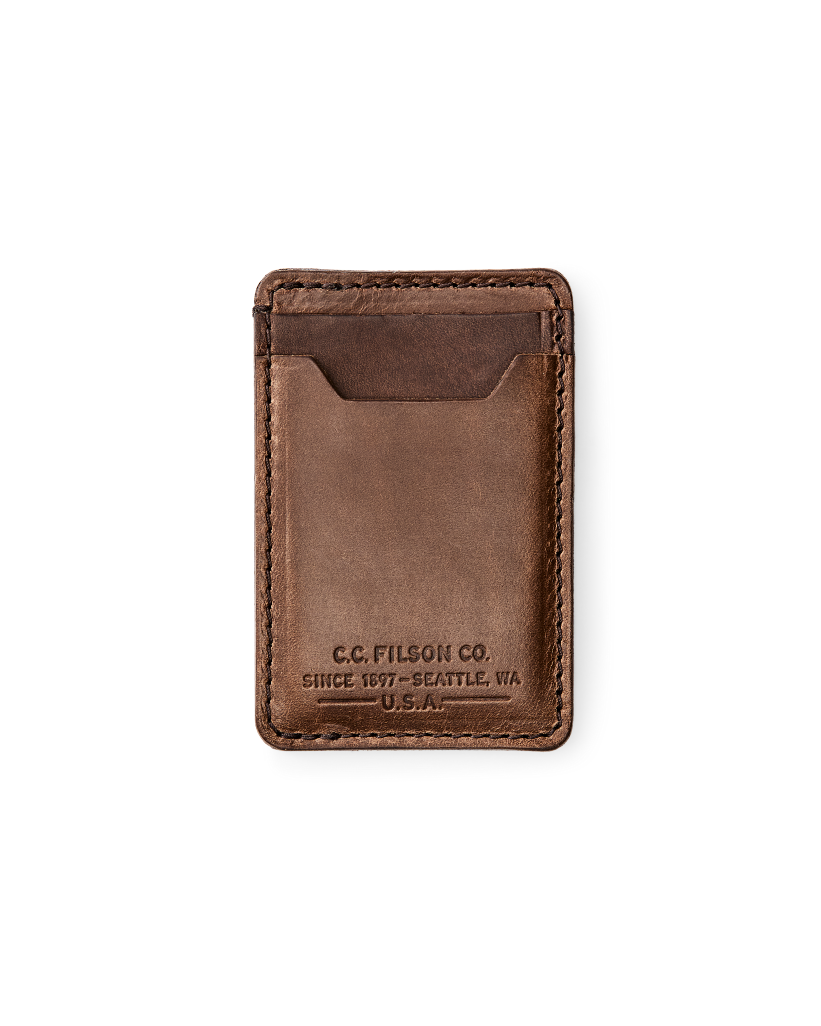 Front-facing image of the Filson Filson Leather Card Case - Natural Brown