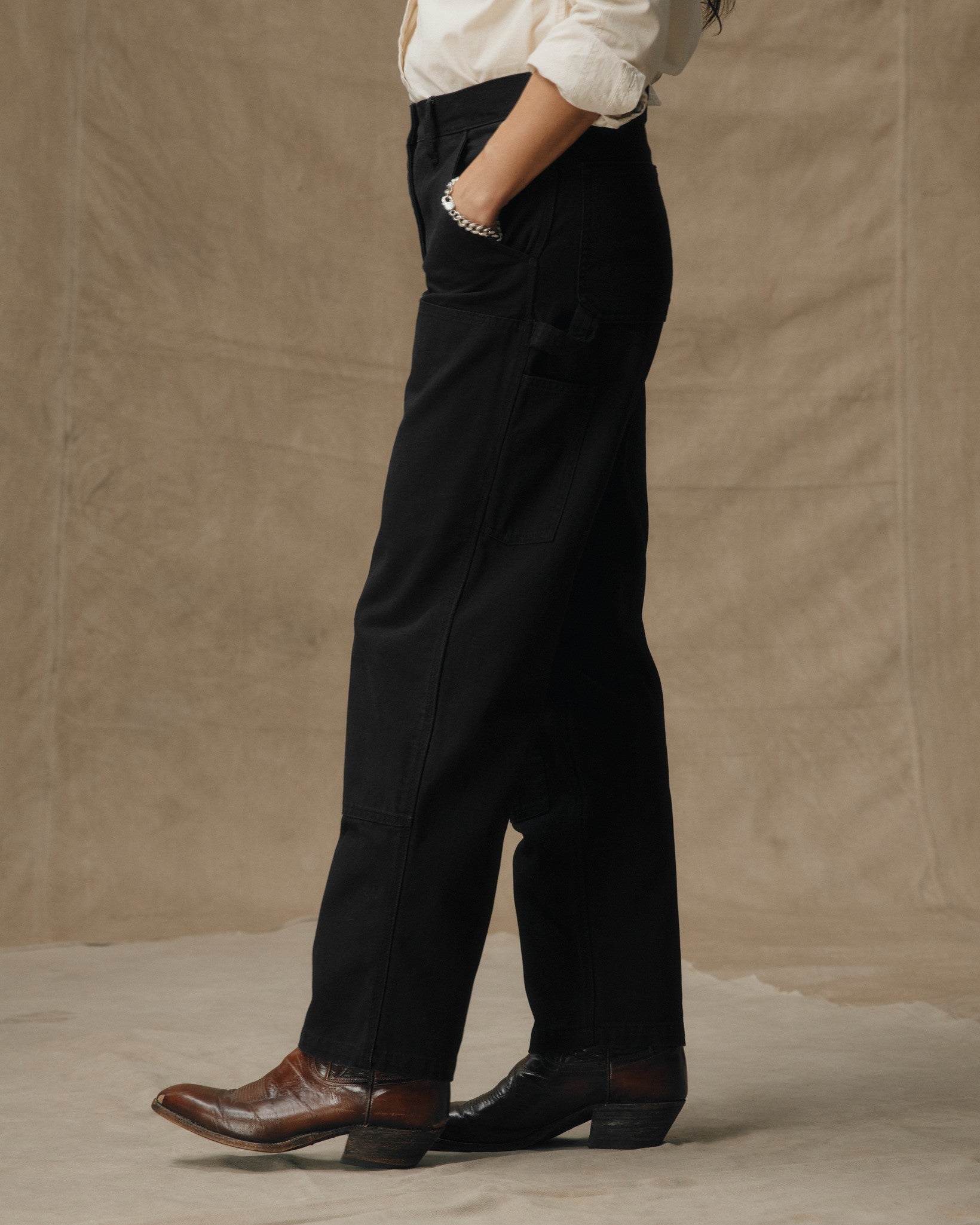 Women's Canvas Work Pants - Faded Black
