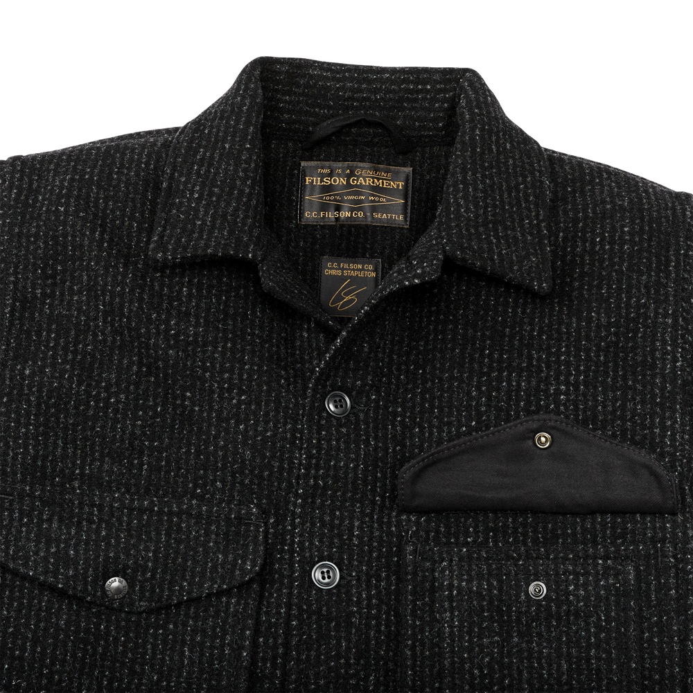 Alternate view of the Filson Chris Stapleton Signature Mackinaw Wool Cruiser - Black Charcoal / Rope Stripe