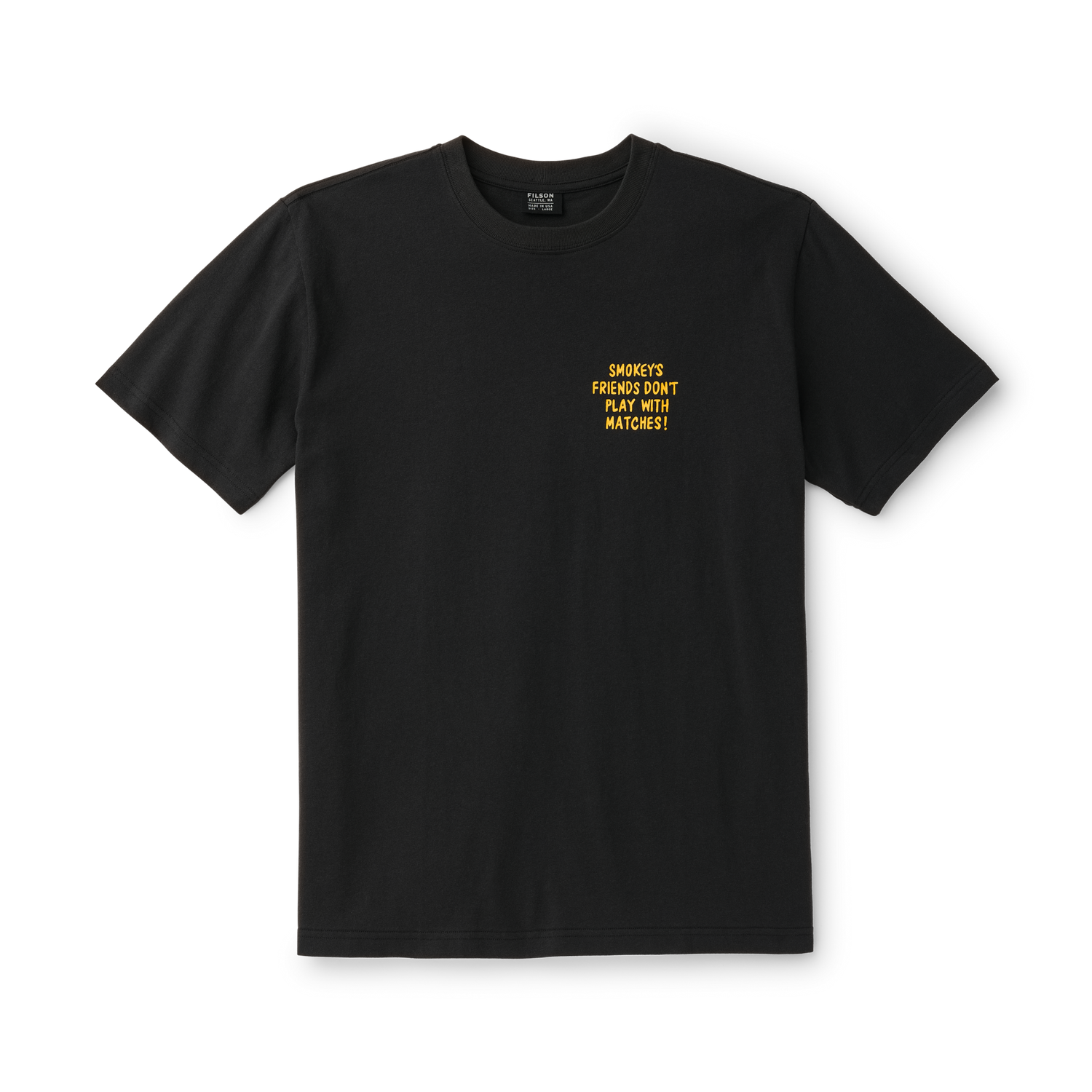 Front-facing image of the Filson Smokey Bear T-shirt - Faded Black