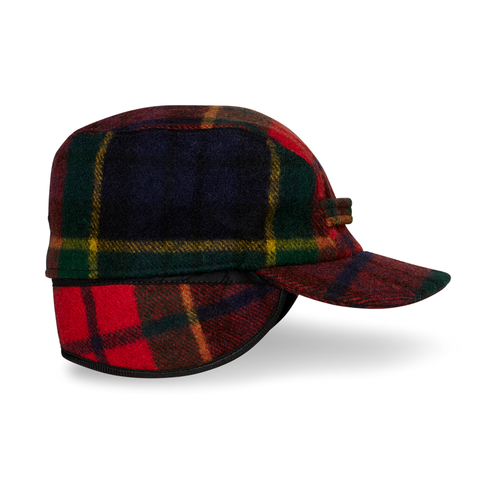 Alternate view of the Filson Mackinaw Wool Cap - Mackinaw Red / Navy Plaid