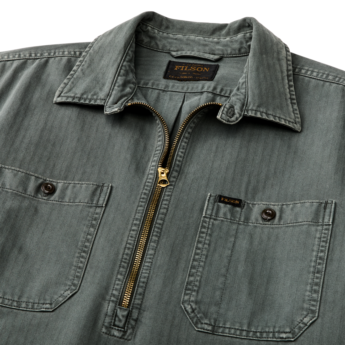 Alternate view of the Filson Short Sleeve Mechanic Shirt - Gravel