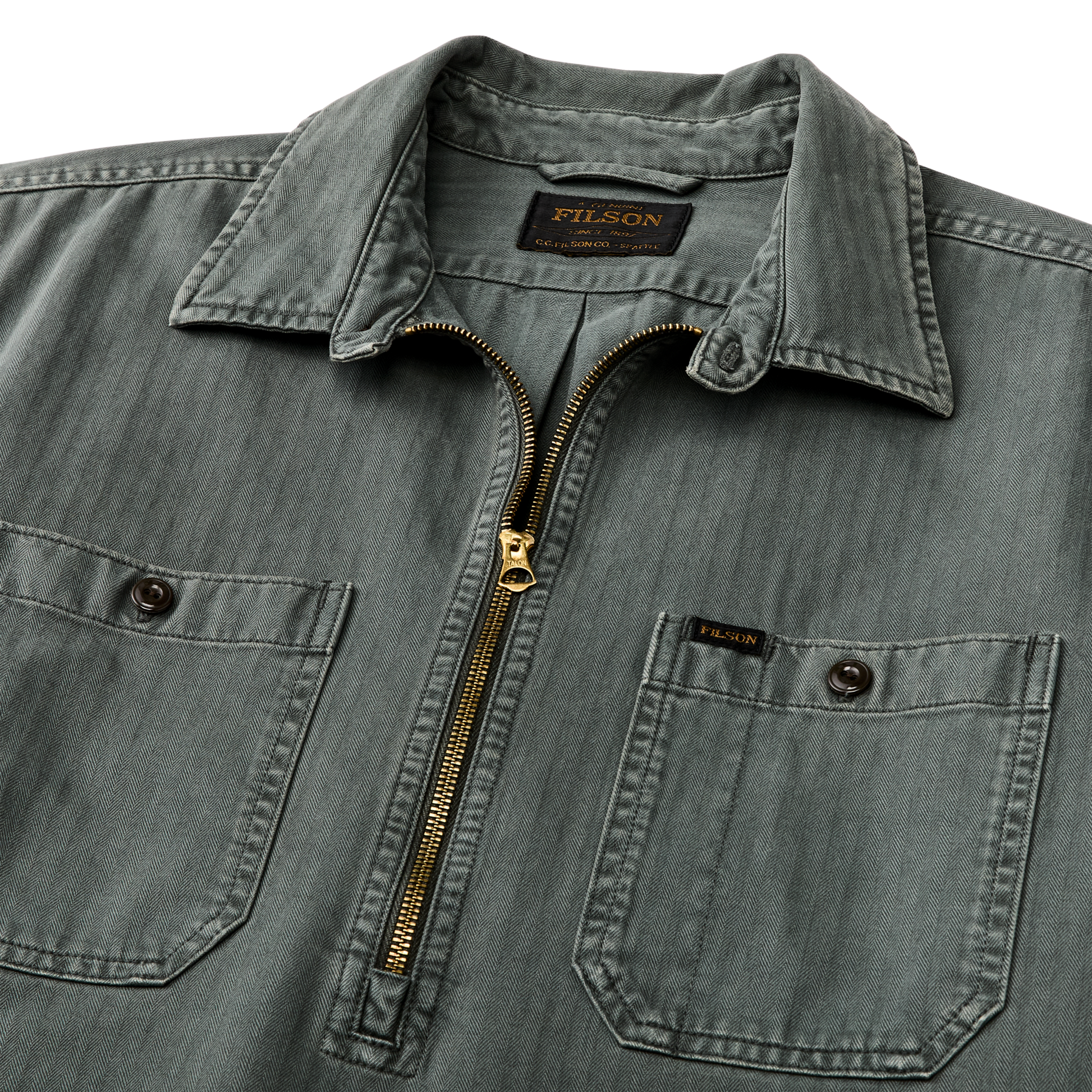 Alternate view of the Filson Short Sleeve Mechanic Shirt - Gravel
