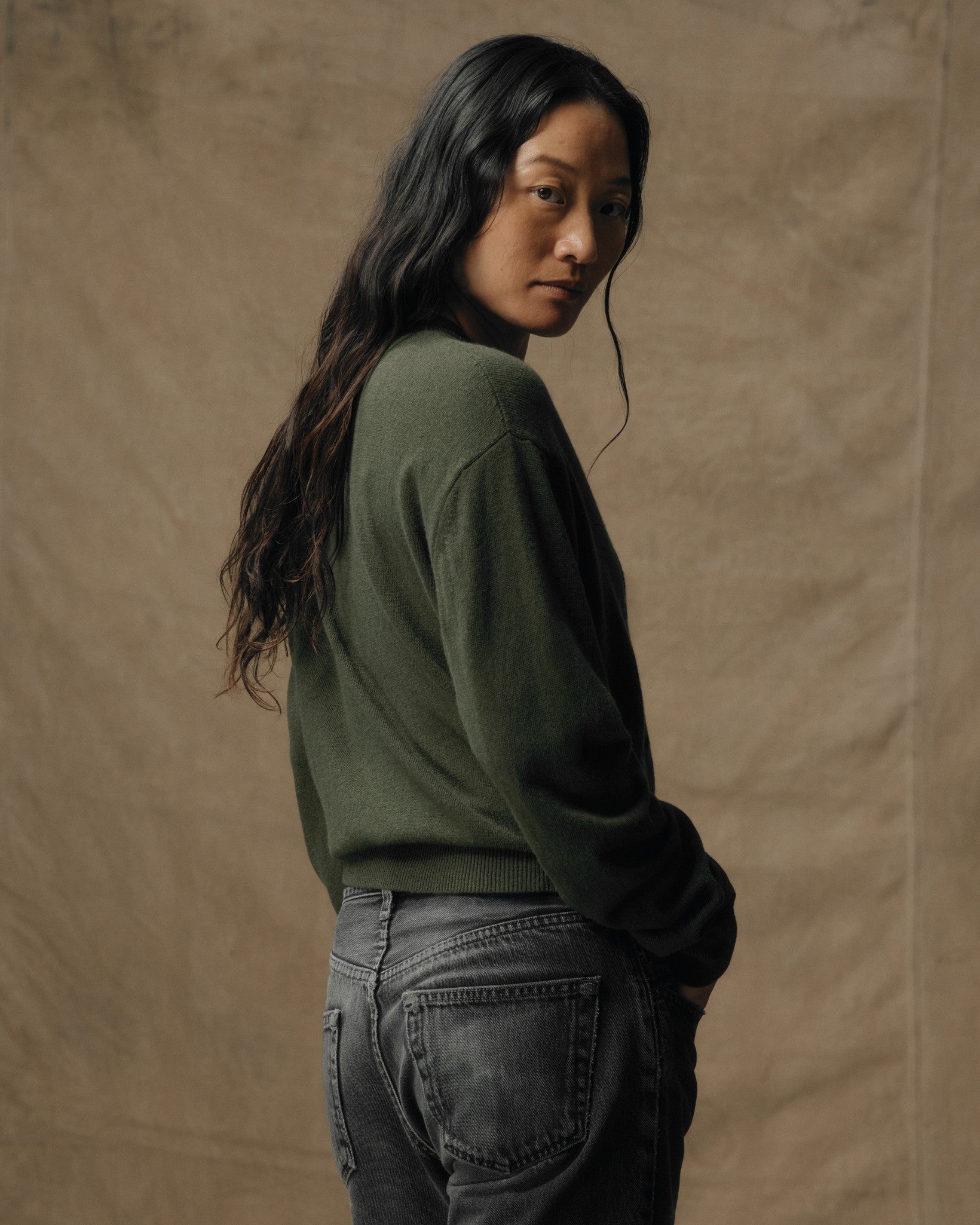 Women's Graphic Wool Sweater - Olive