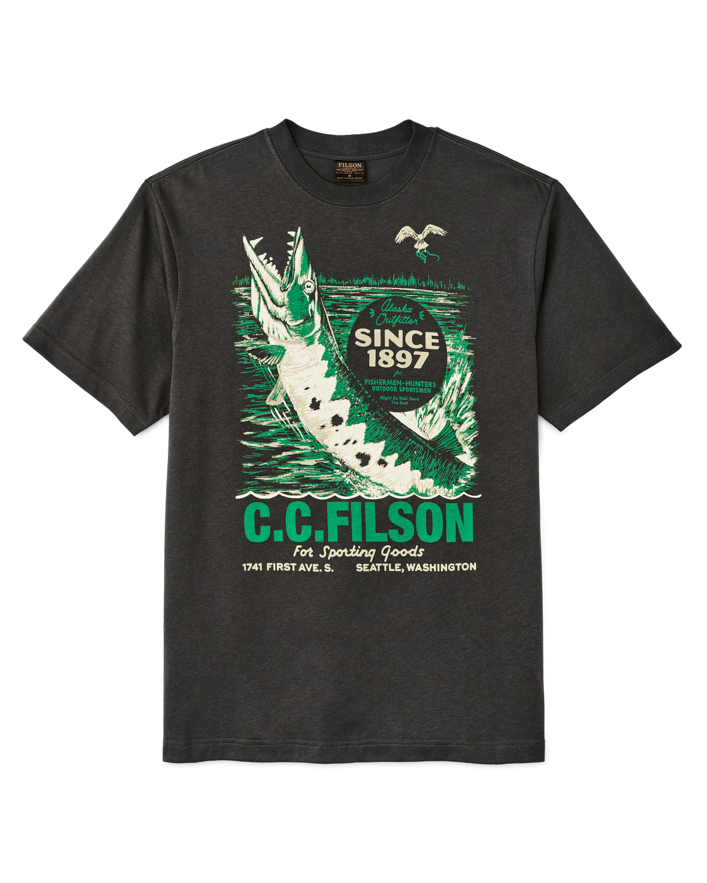 Front-facing image of the Filson S/s Sporting Goods Graphic T-shirt (frontier) - Peat / Sporting Goods