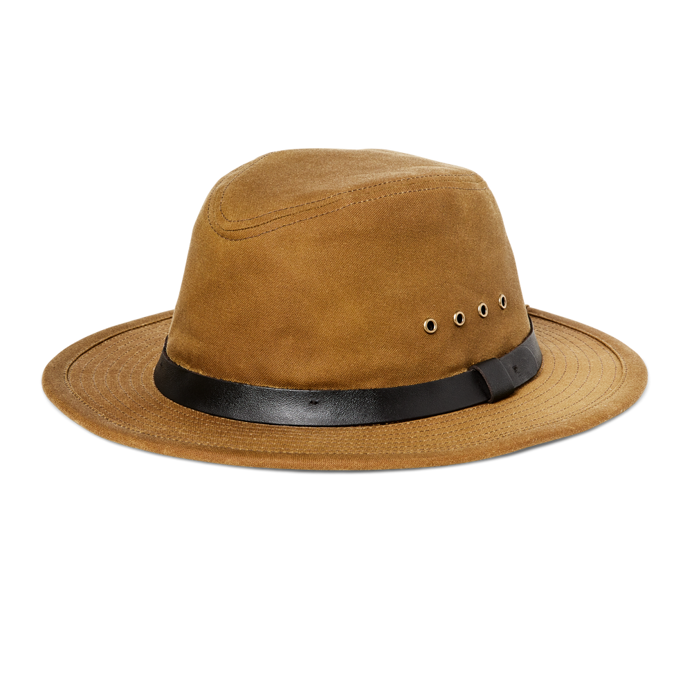 Front-facing image of the Filson Insulated Packer Hat - Dark Tan