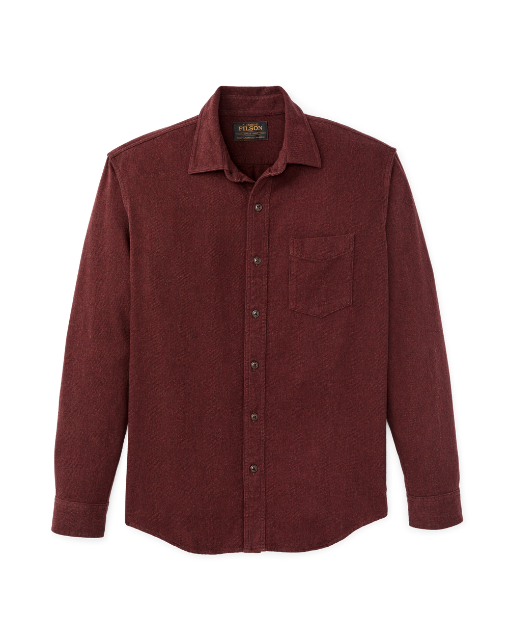 Front-facing image of the Filson Rustic Flannel Shirt - Port Heather