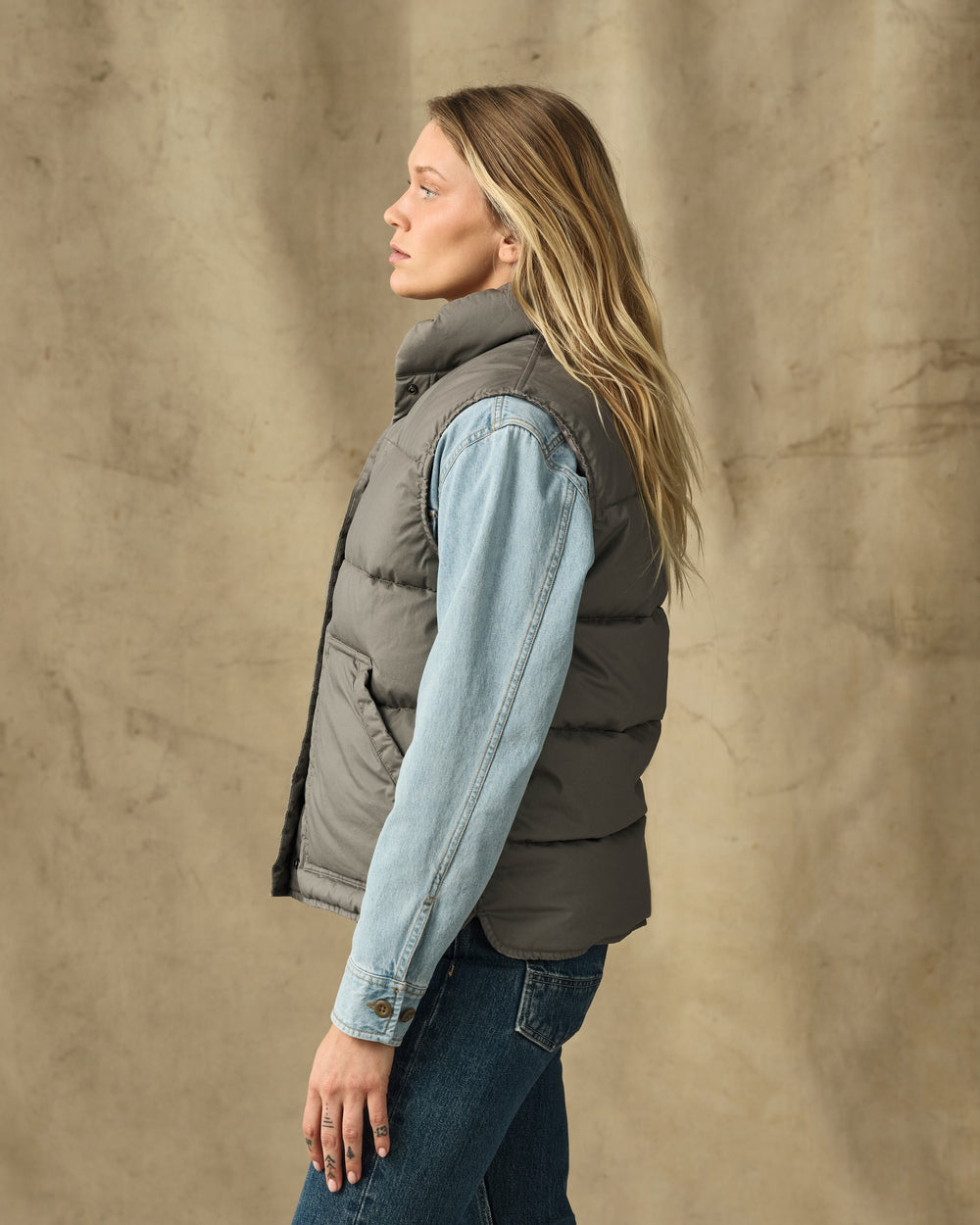 Women's Heritage Cotton Down Vest - Smokey Olive