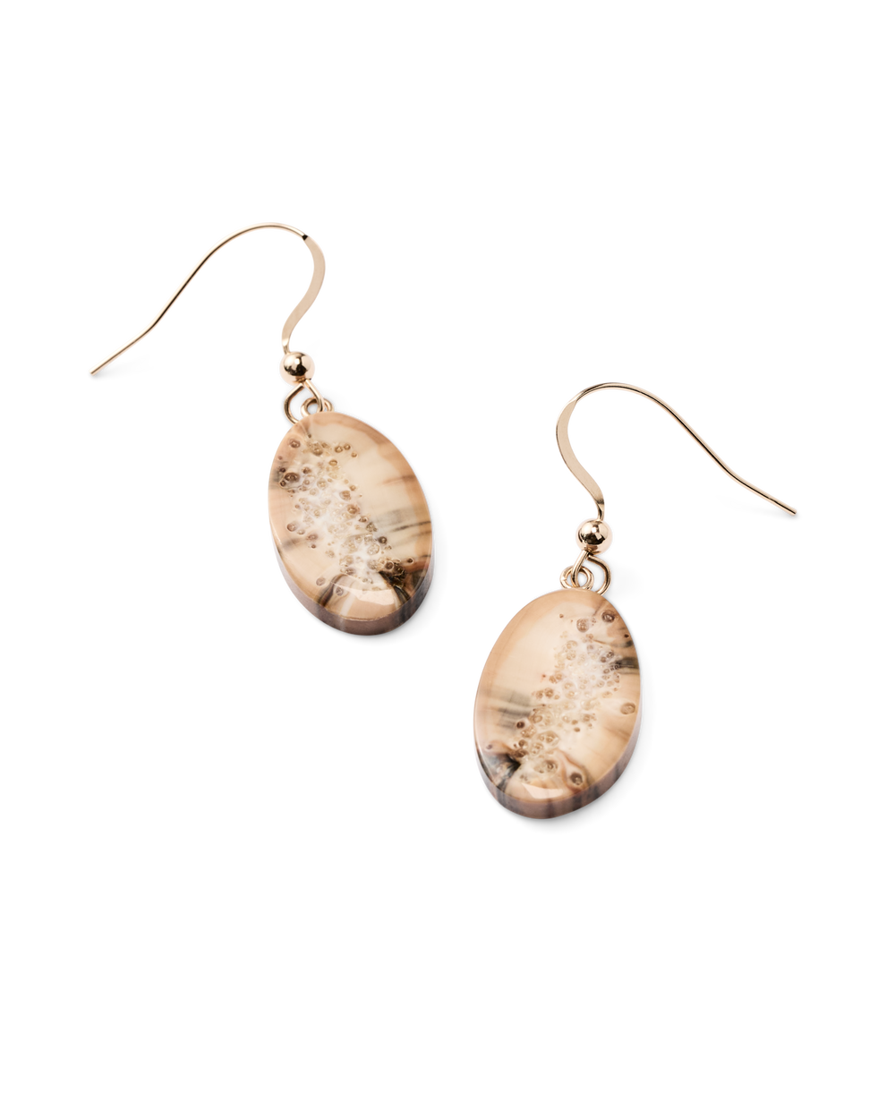 Ivory Jacks 14k Fossil Tusk Slice Earrings - 14kyg