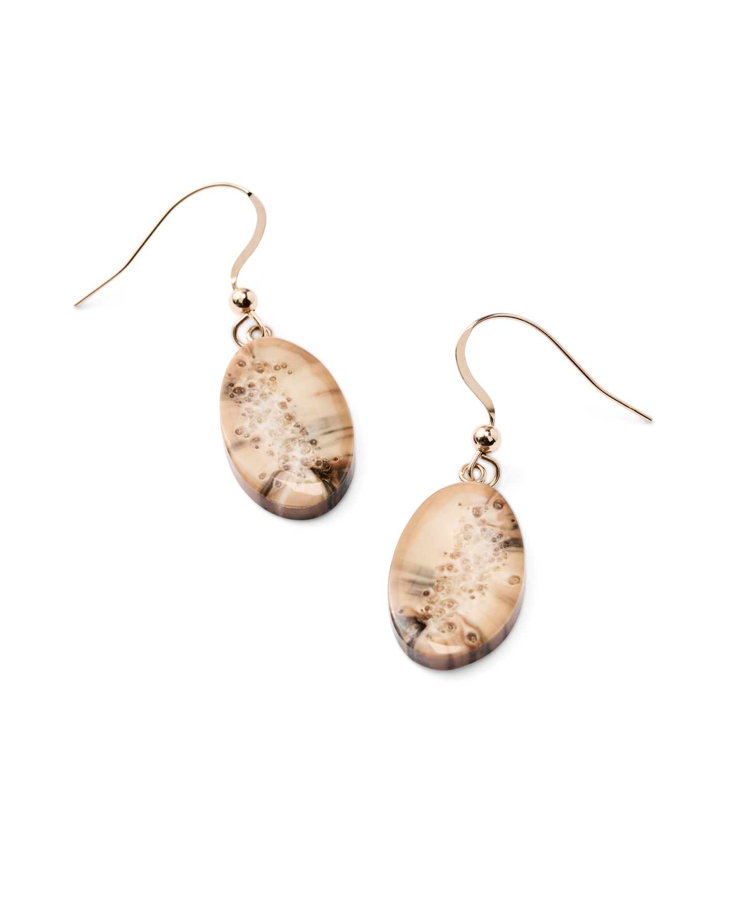 Ivory Jacks 14k Fossil Tusk Slice Earrings - 14kyg
