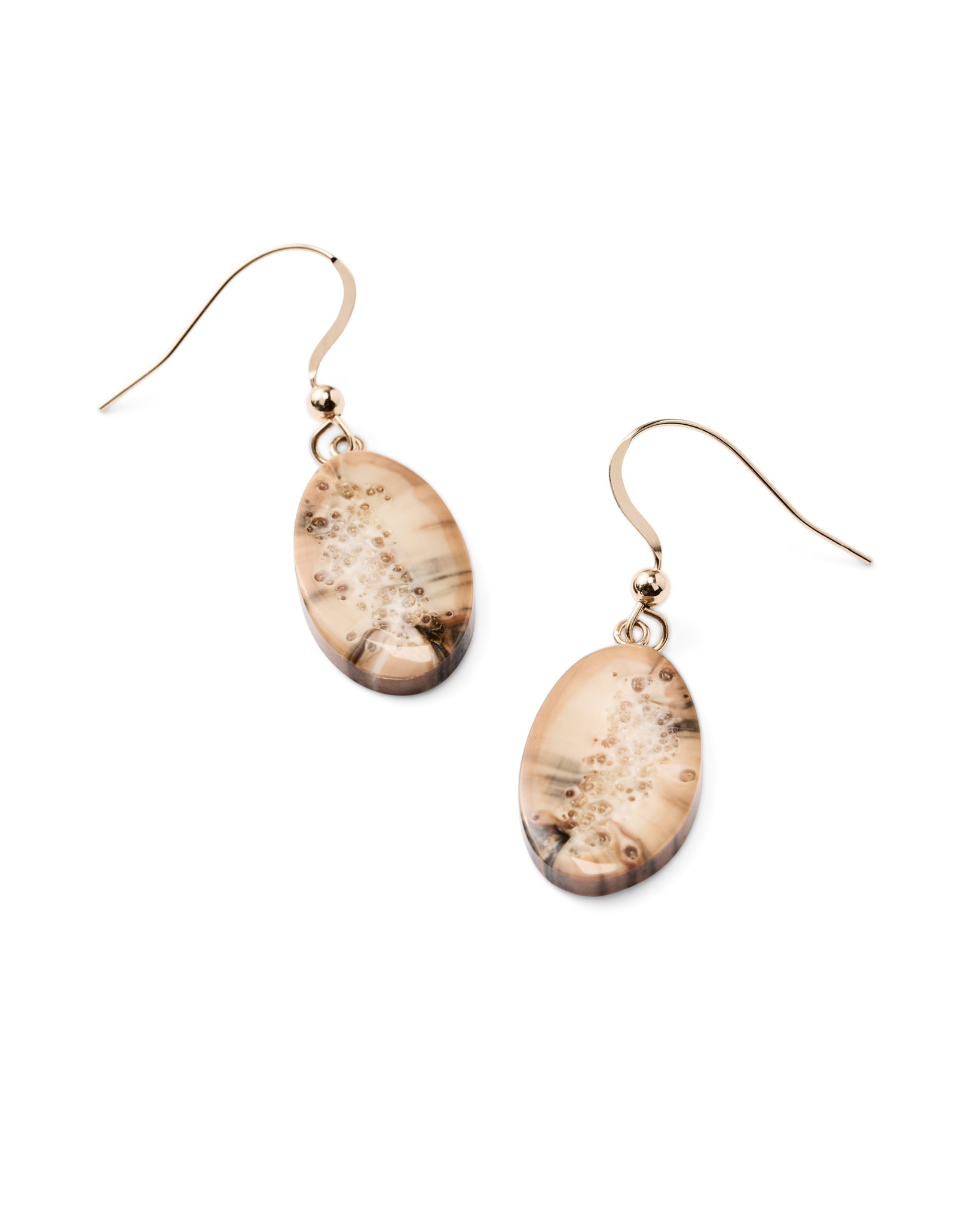 Ivory Jacks 14k Fossil Tusk Slice Earrings - 14kyg