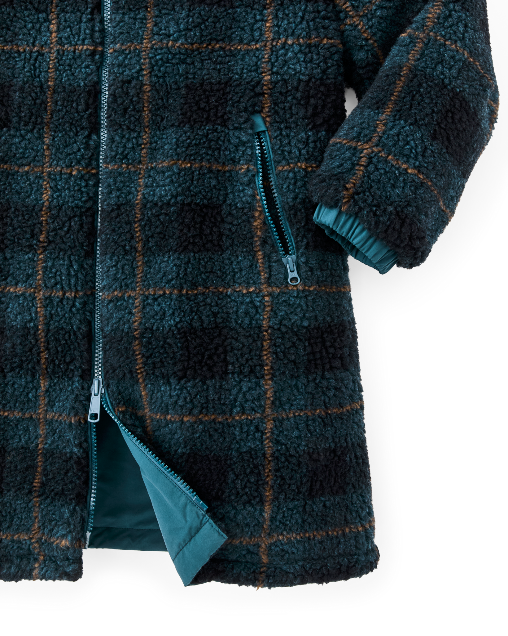 Women's Reversible Woolly Fleece Coat - Dark Teal