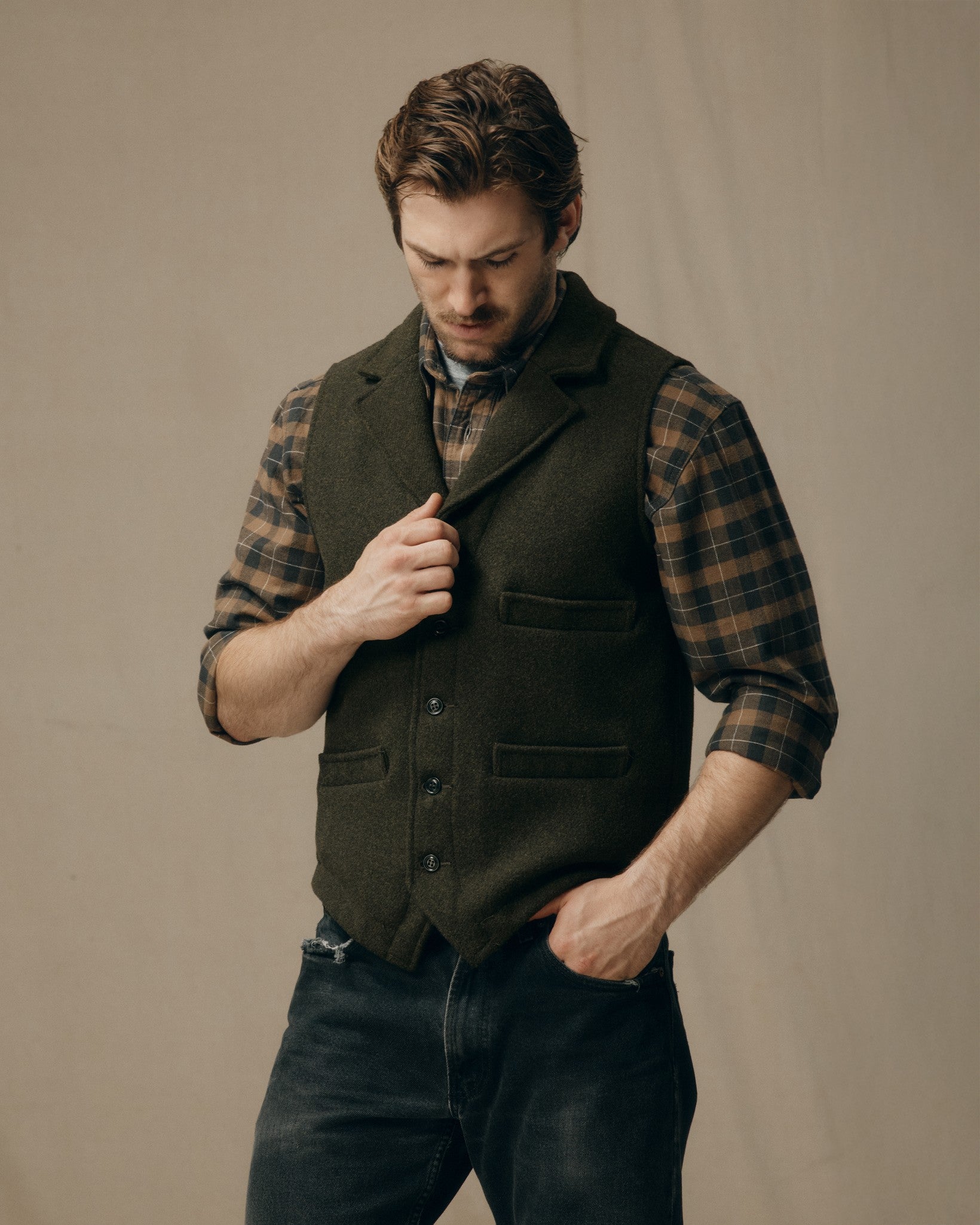 western dress vest Filson Men's Western Vest in Forest Green