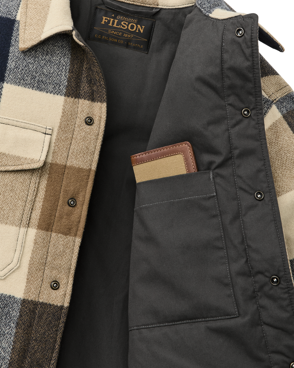 Spokane Insulated Jac-Shirt - Cream / Navy Plaid