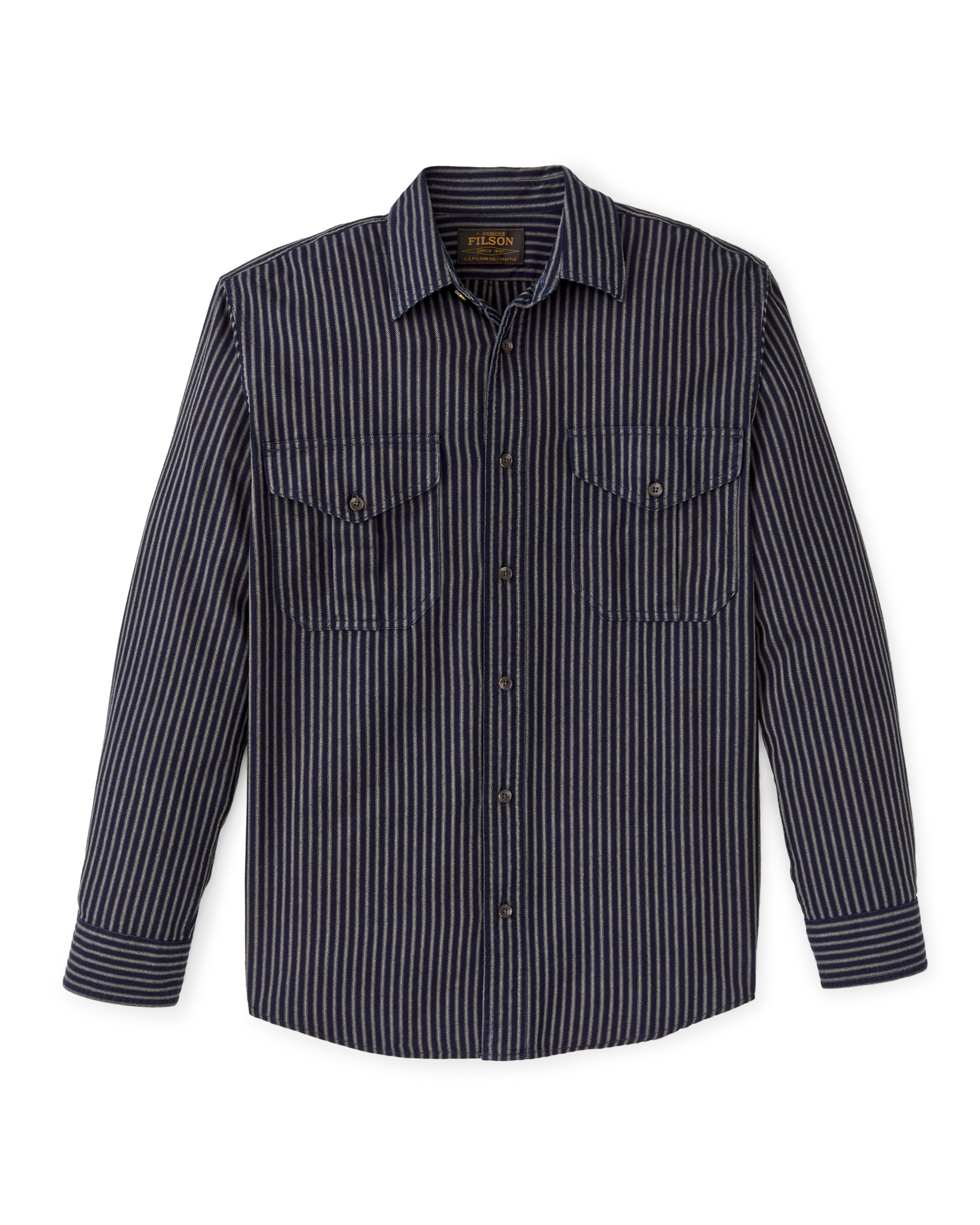 Lightweight Alaskan Guide Shirt - Indigo / Ticking Stripe | Filson