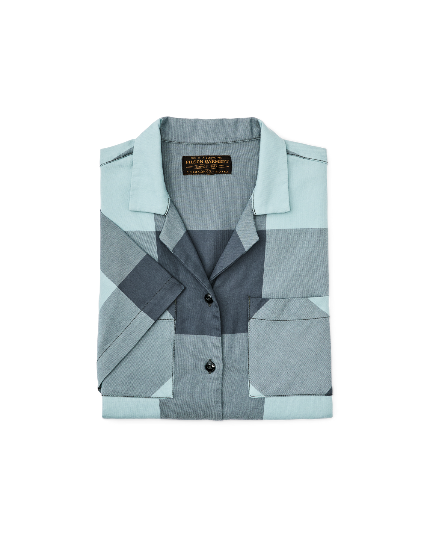 Women's Short Sleeve Camp Shirt - Storm Blue / Stone Plaid