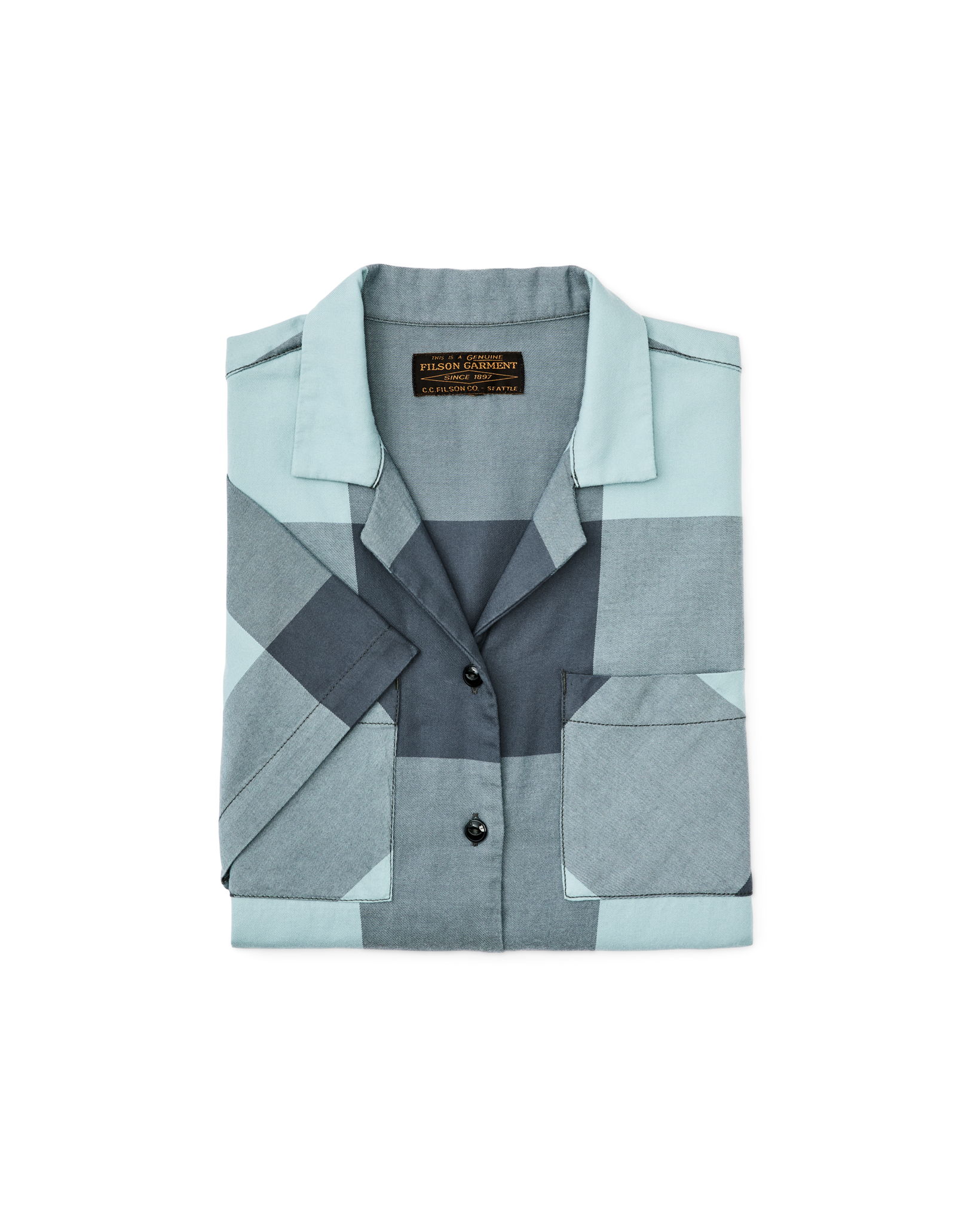 Women's Short Sleeve Camp Shirt - Storm Blue / Stone Plaid