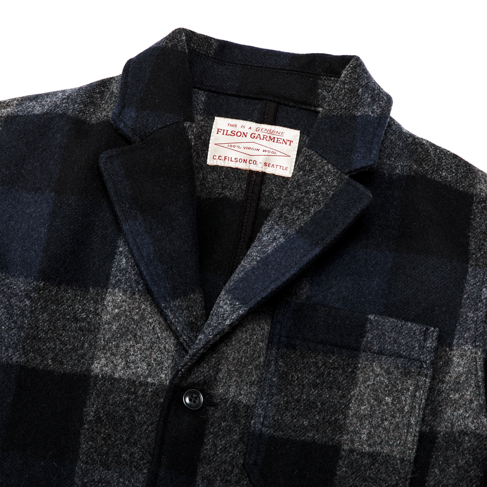 Alternate view of the Filson Mackinaw Wool Blazer - Charcoal/black/navy Buffalo Plaid