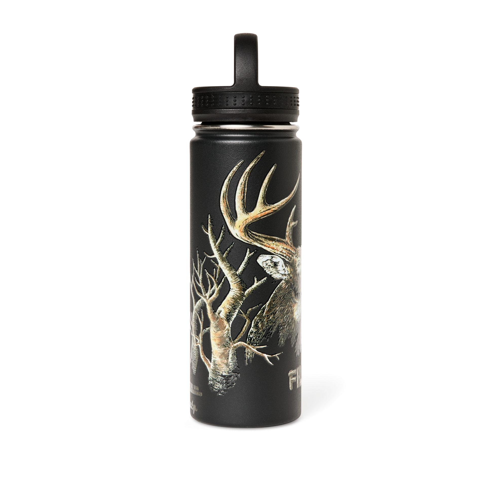 Alternate view of the Filson Insulated Water Bottle - Black / Deer Woods