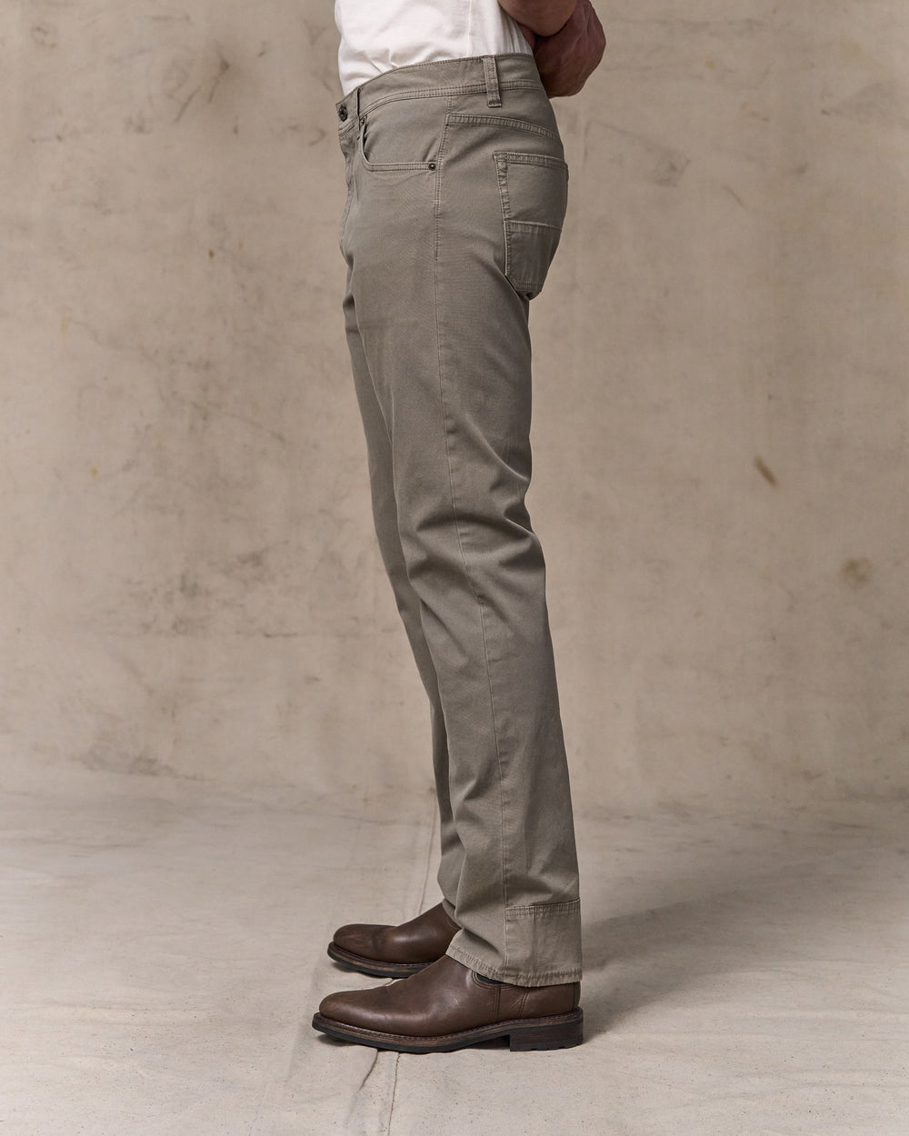 image of a model wearing Filson's Granite Mountain 5-pocket Pants - Hawk Brown