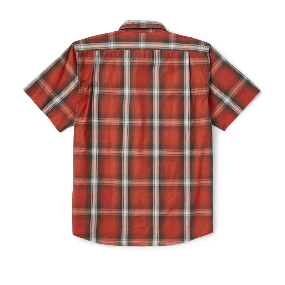 alternate image of filson's filson's washed short sleeve feather cloth shirt, a men's short sleeve shirt constructed in cotton, shown in red / brown / cream plaid