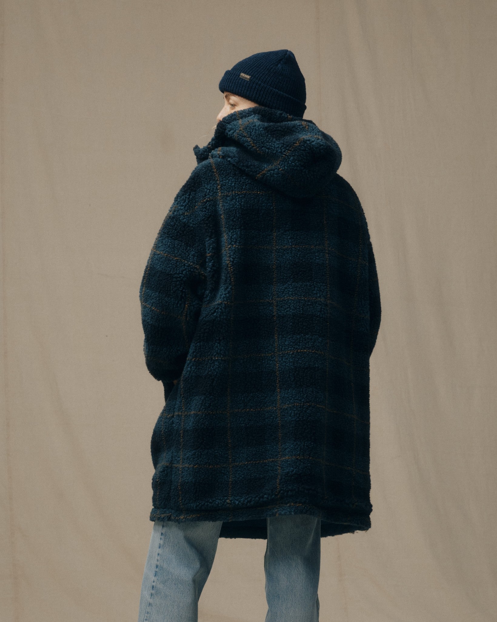 Women's Reversible Woolly Fleece Coat - Dark Teal