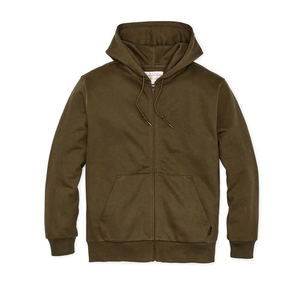 Front-facing image of the Filson Prospector Full-zip Hoodie - Dark Olive