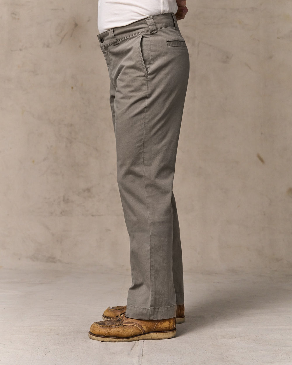 image of a model wearing Filson's Granite Mountain Flat Front Pants - Hawk Brown