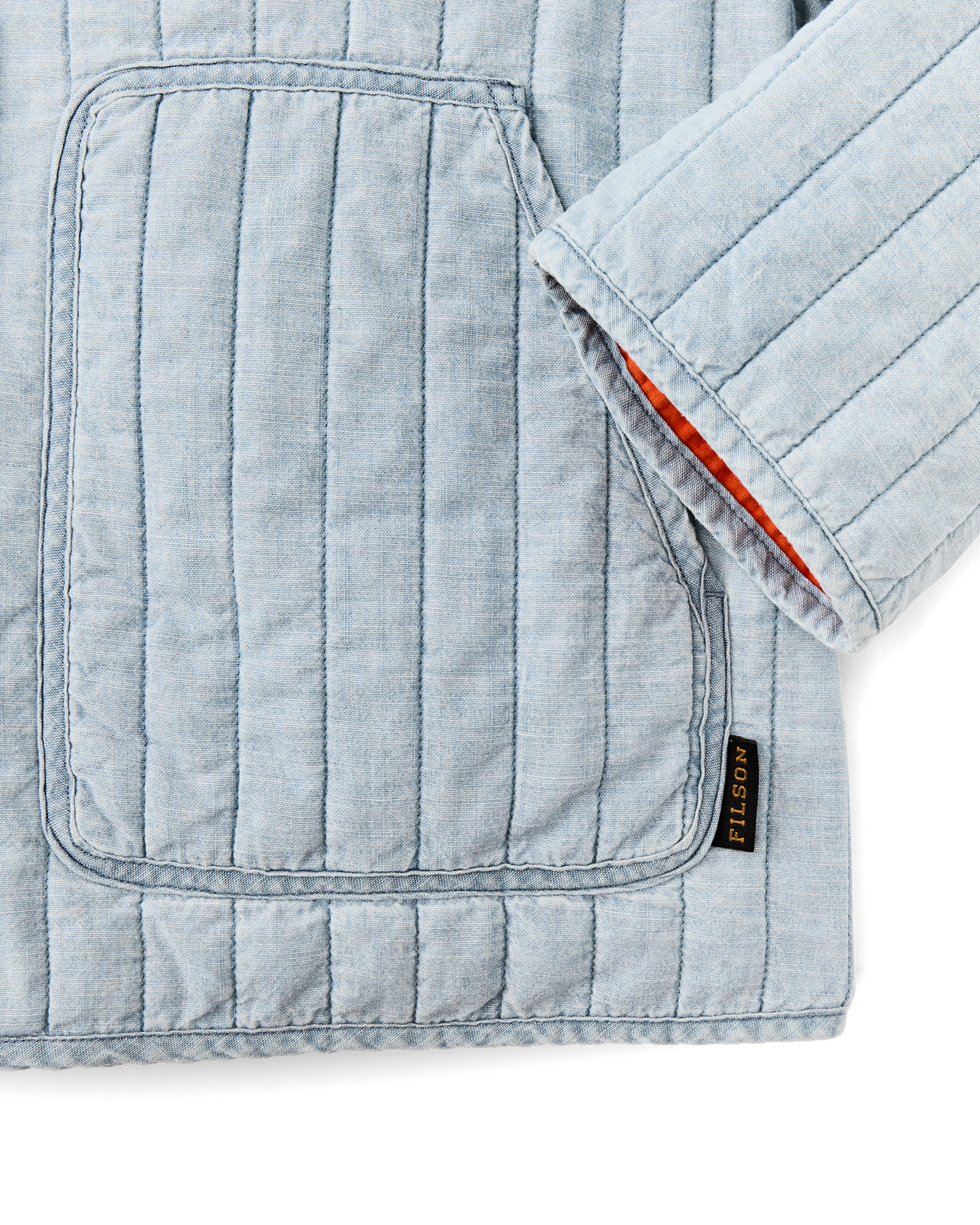 Women's Chambray Quilted Jacket - Light Indigo Chambray