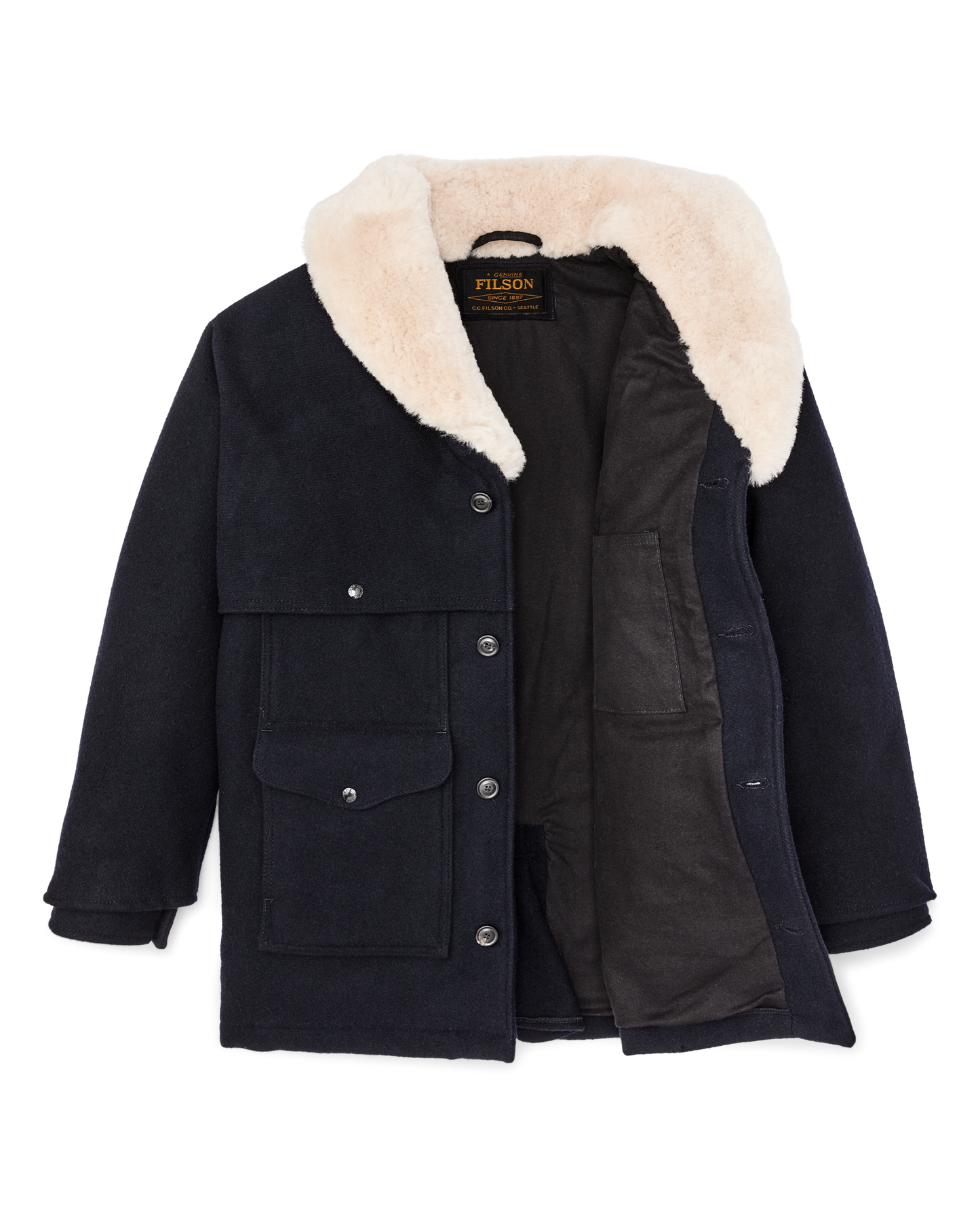 Lined Mackinaw Wool Packer Coat - Dark Navy