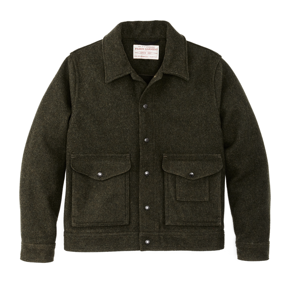 Front-facing image of the Filson Mackinaw Wool Work Jacket - Forest Green