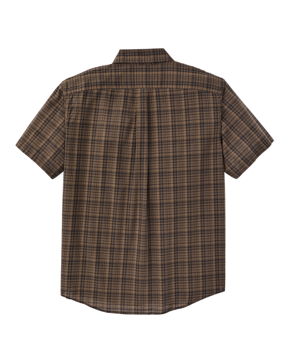 Short Sleeve Madras Popover Shirt - Brown / Olive Plaid