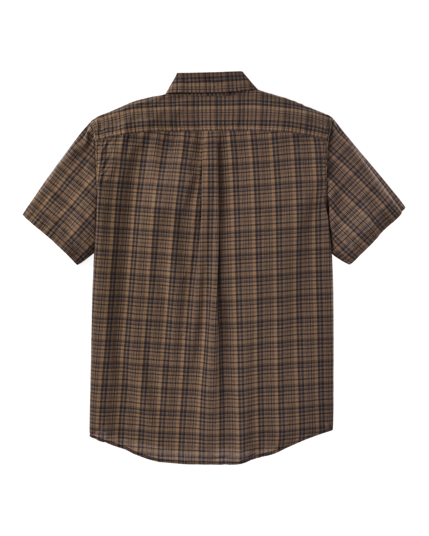 Short Sleeve Madras Popover Shirt - Brown / Olive Plaid