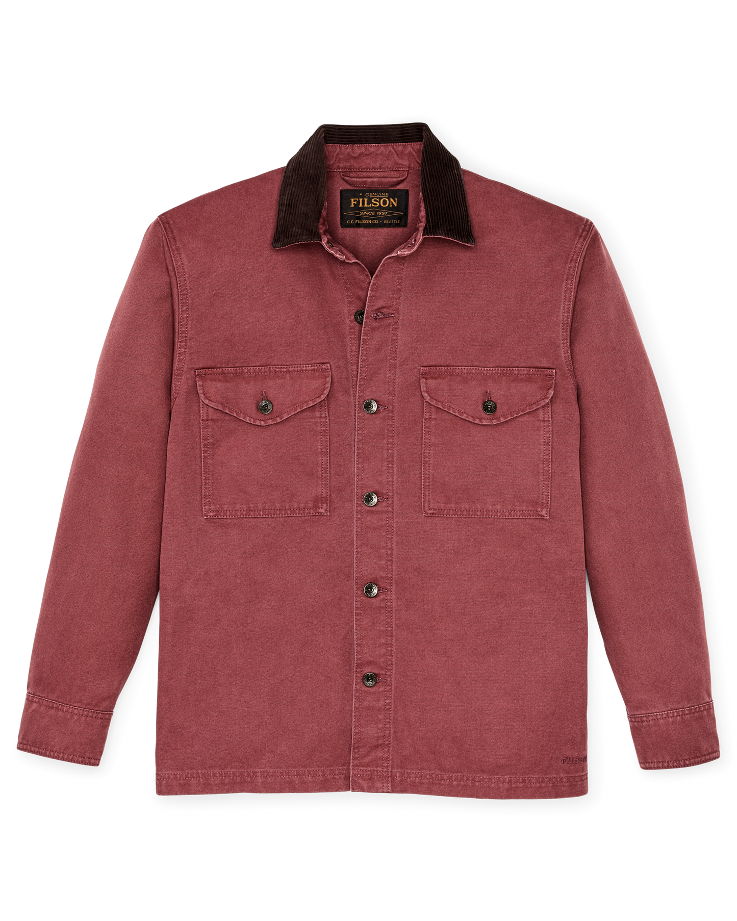 Front-facing image of the Filson Rustic Canvas Jac-shirt - Red Rock