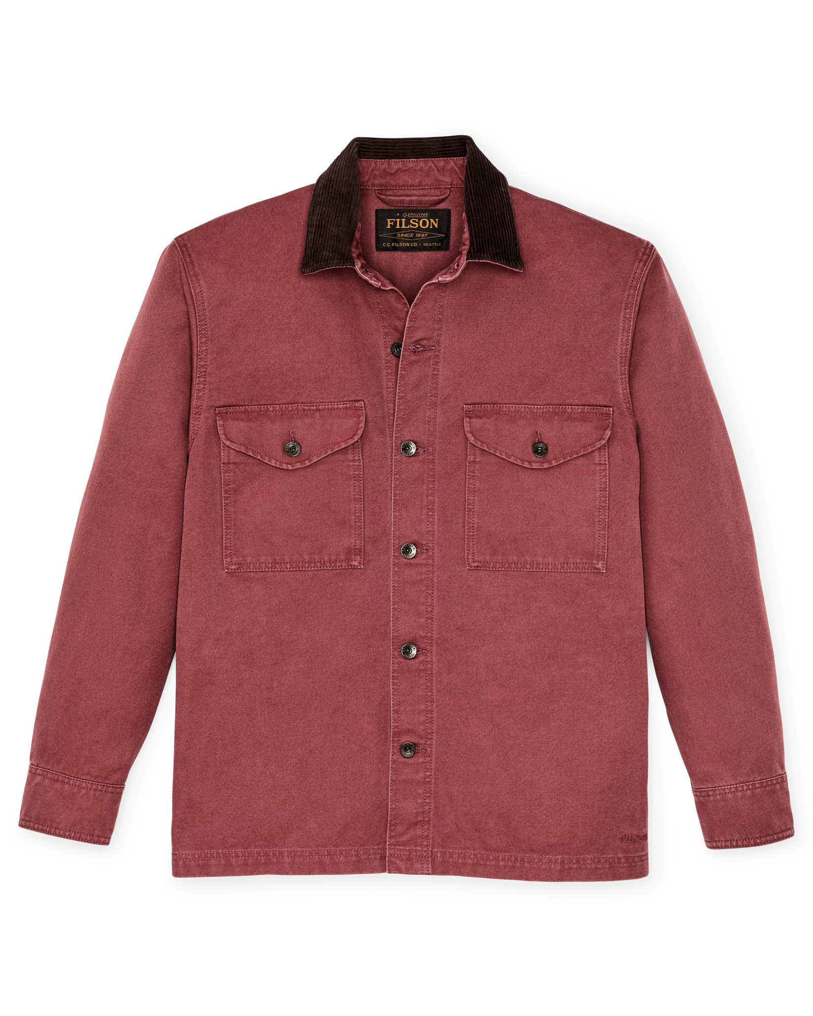 Front-facing image of the Filson Rustic Canvas Jac-shirt - Red Rock