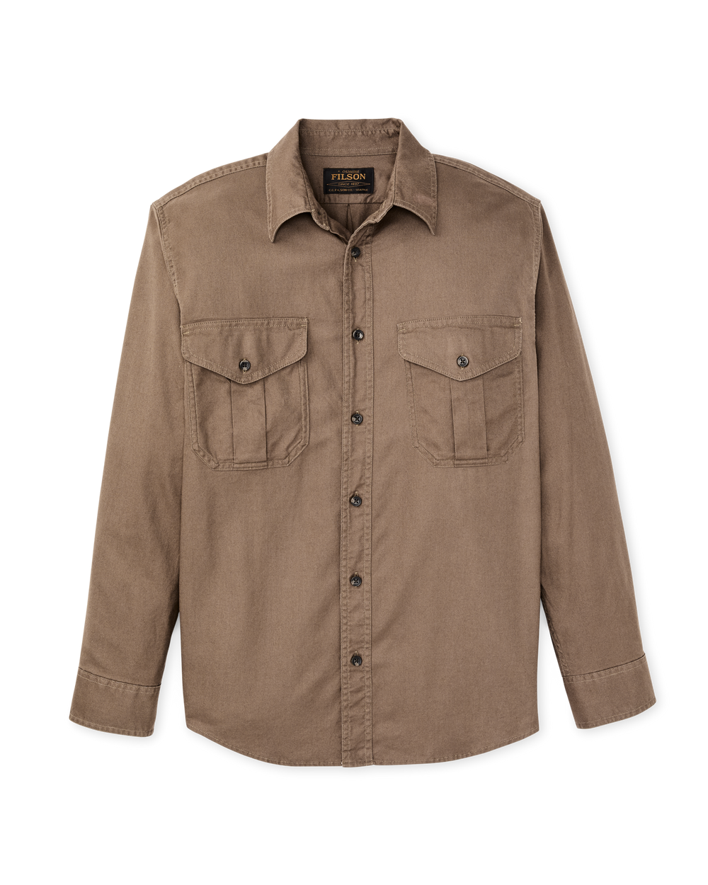 Front-facing image of the Filson Lightweight Alaskan Guide Shirt - Teak