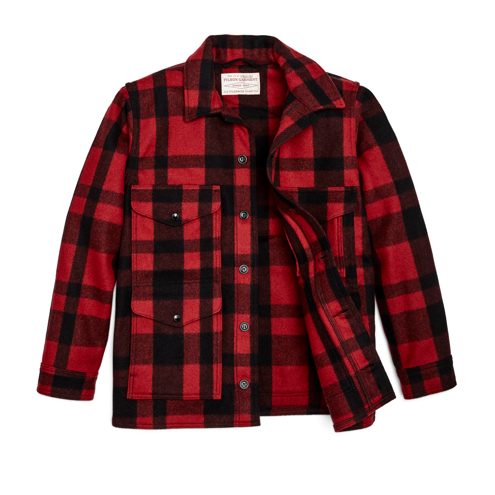 Alternate view of the Filson Filson Hockey Mackinaw Wool Cruiser - Red / Black Plaid