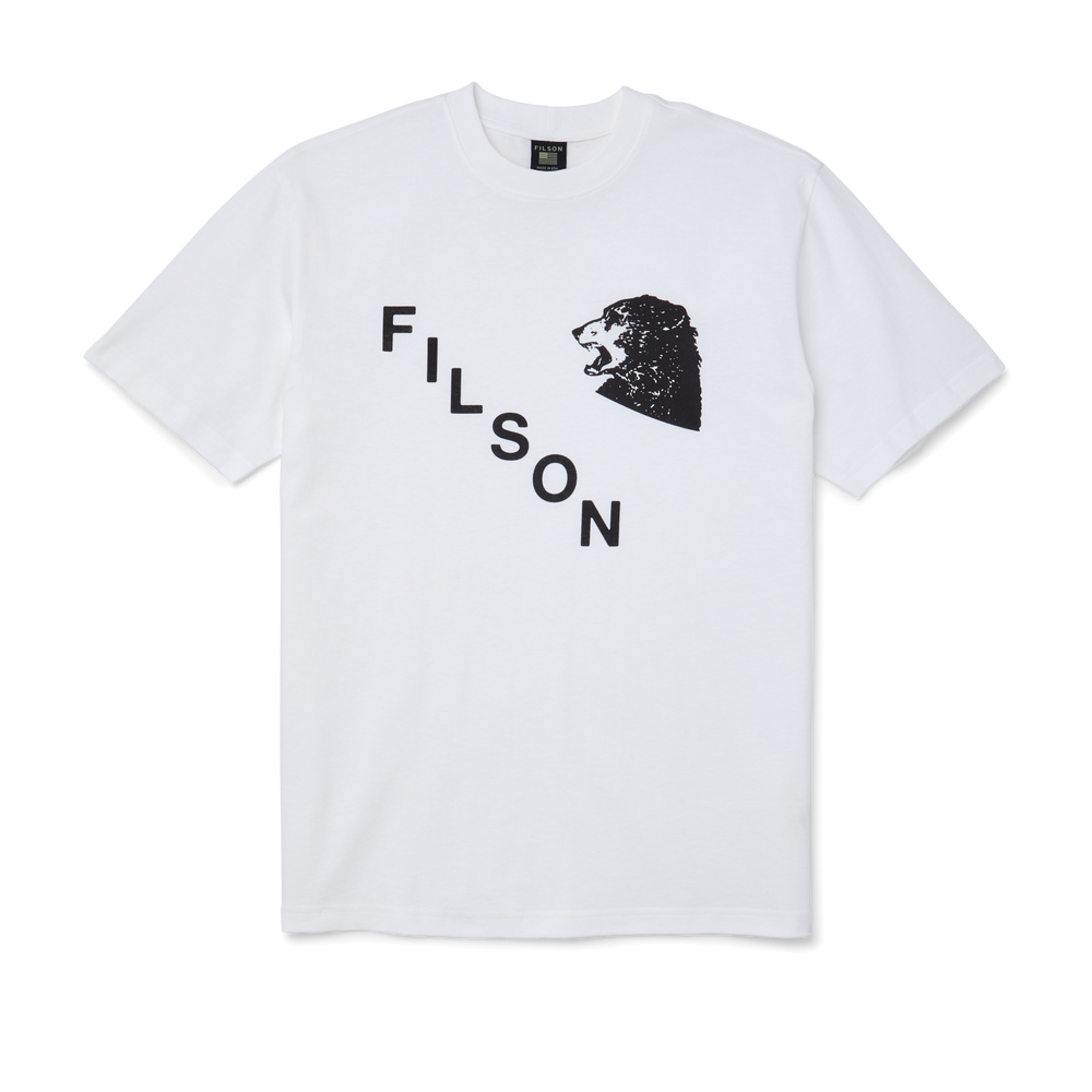 Front-facing image of the Filson Pioneer Graphic T-shirt - White / Bear
