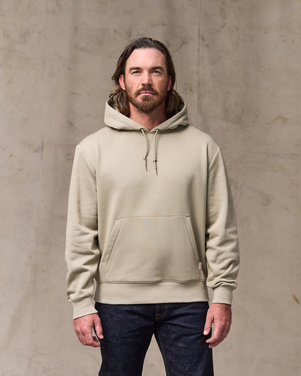 image of a model wearing Filson's Northwest Hoodie - Silver Sage